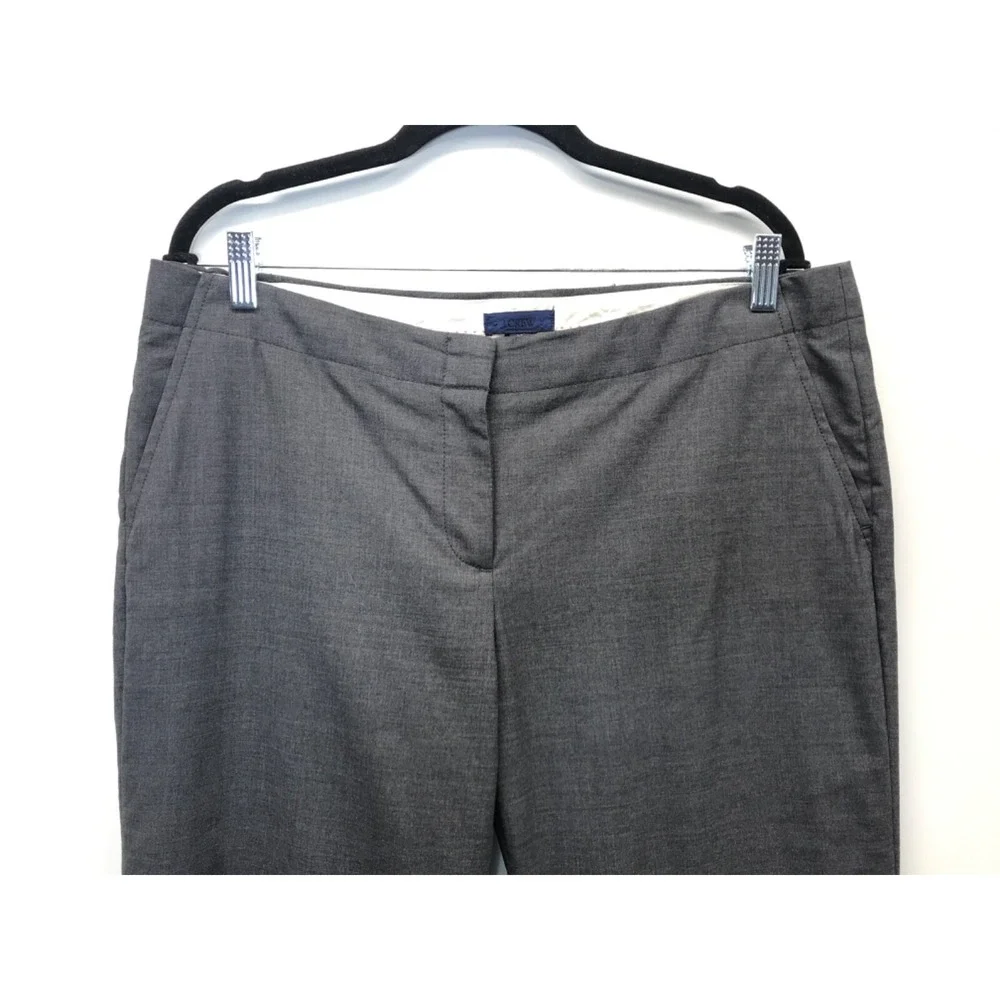 J. Crew Pants City Fit Wool Trouser Lined Women's 12 Gray Pockets